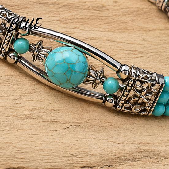 Bangle Women Bangle Adjustable Chain Length Bracelet Feather Pendant Turquoise