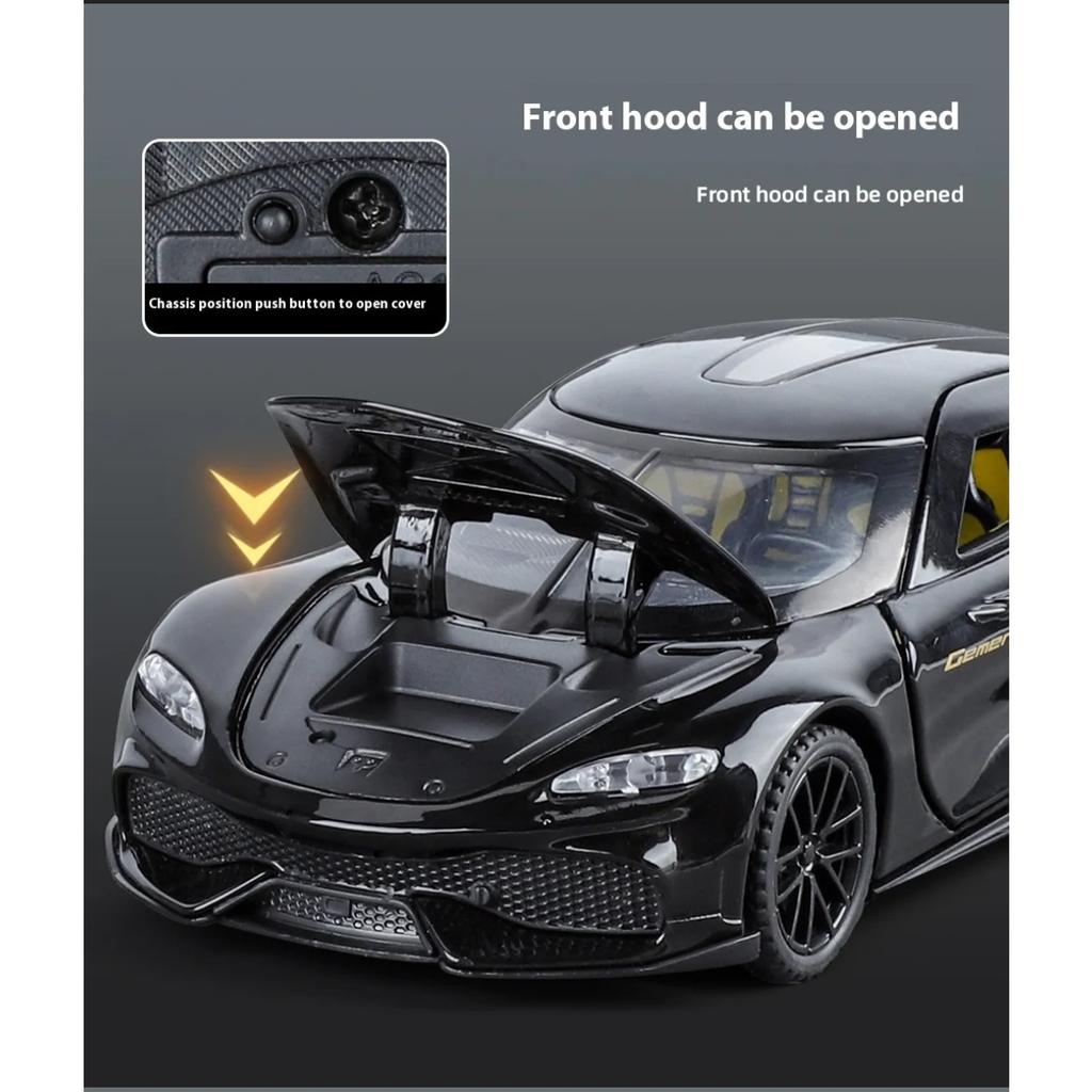 1/32 Ölçek Koenigsegg Gemini Gt Alaşım Süper Araba Model Model Simülasyon Araç Modeli Ses ve Işık Koleksiyonu Çocuk Oyuncak Hediyeleri