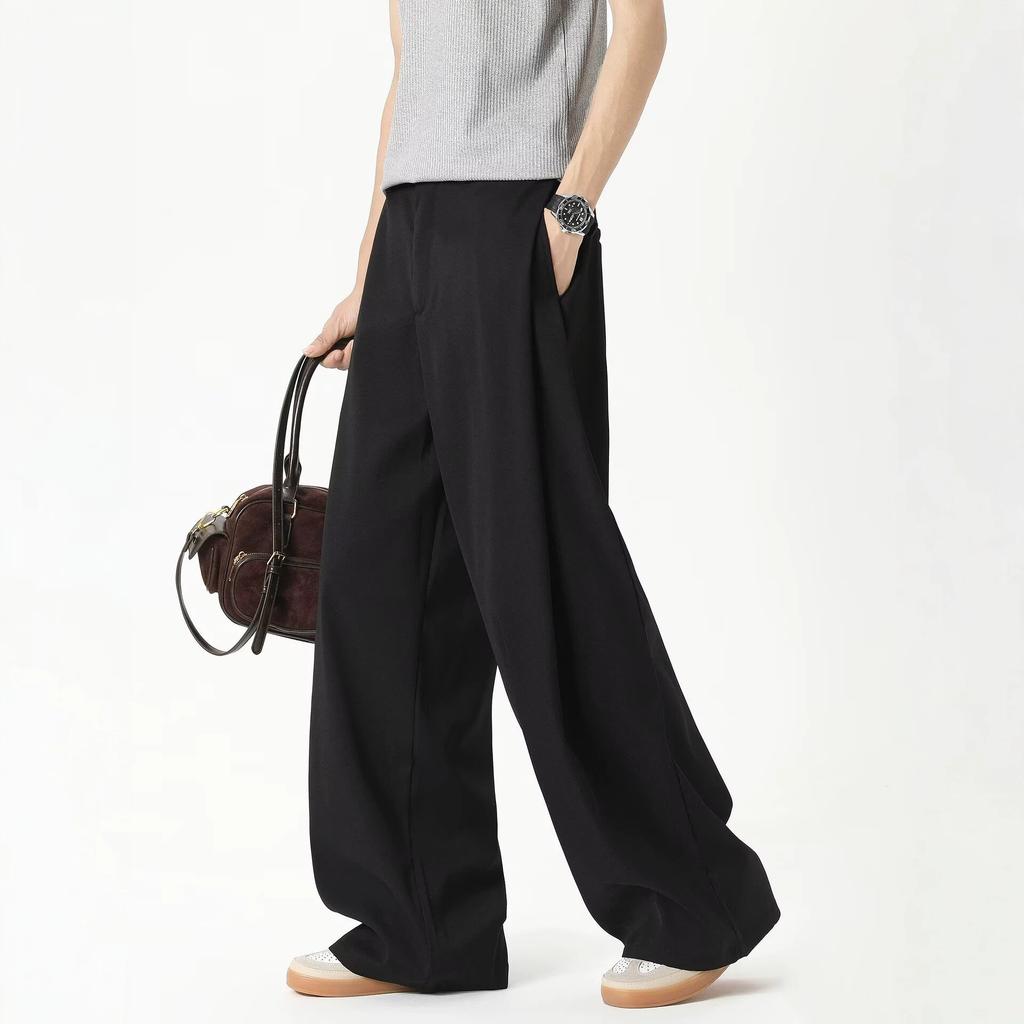 Wide-leg trousers men's new drape loose straight casual pants black versatile ruffian handsome loose trend trousers wholesale