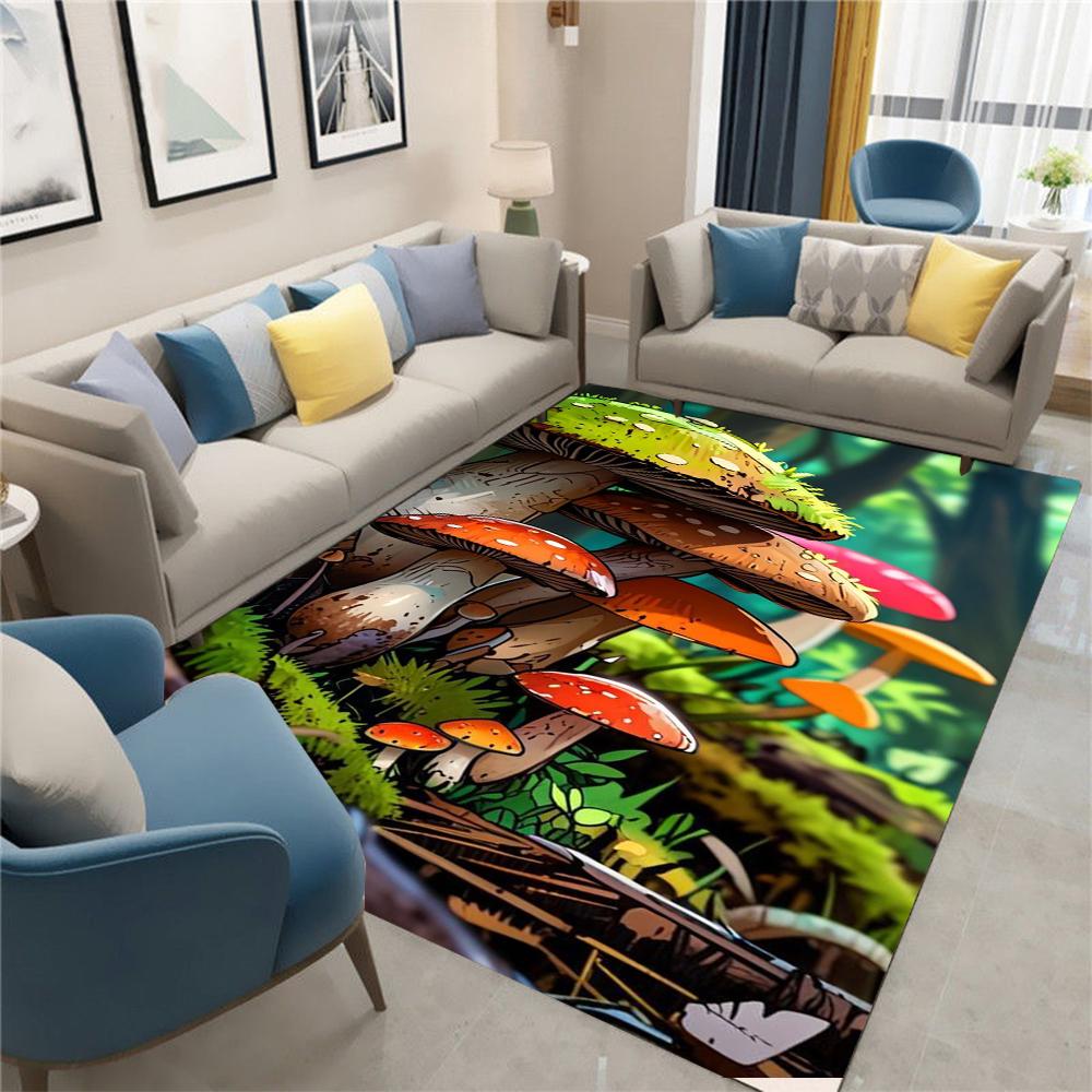 Colorful Mushroom Carpet Cartoon Living Room Bedroom Kitchen Sofa Balcony Carpet Anti Slip Washable Mat Exquisite Accessories