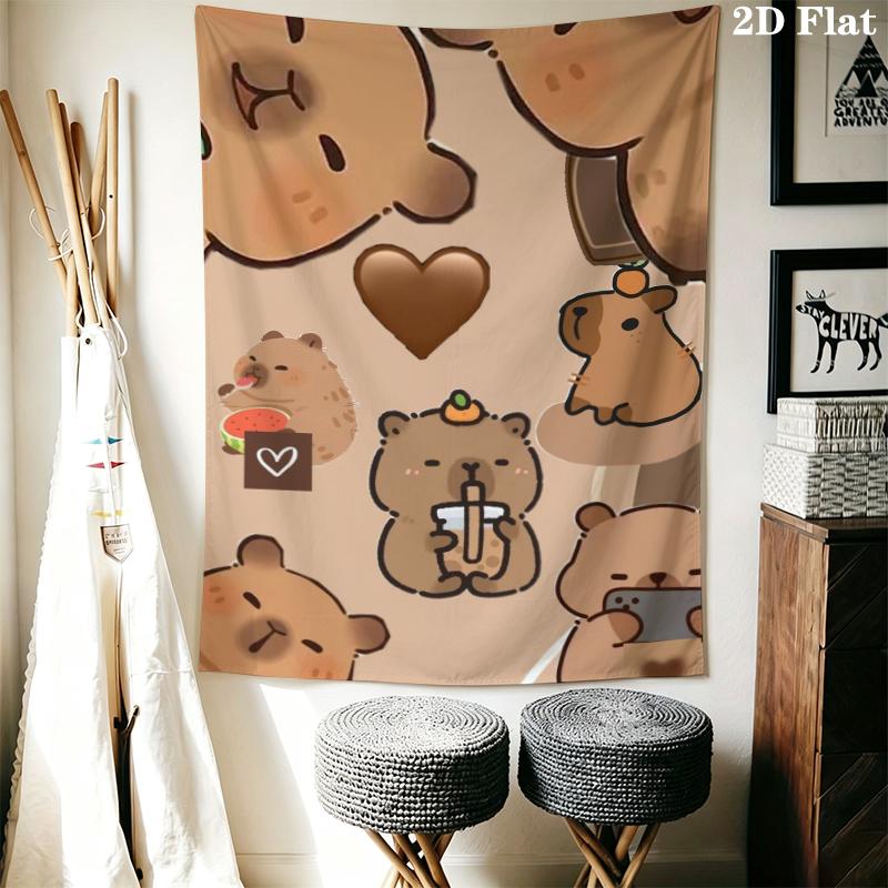 Capybara Wall Tapestry Aesthetic Wall Hanging Printed Fabric Blanket Decorative Tapestries for Bedroom Living Room Home Decor