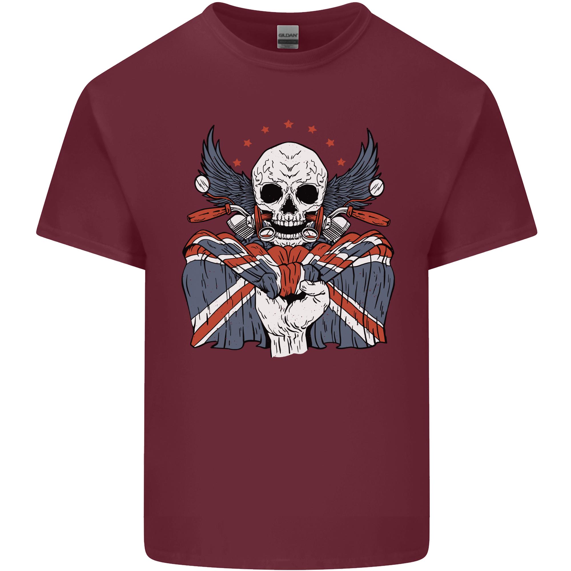 Union Jack Biker Motorbike Motorcycle Skull Unisexs Light Cotton Tshirt S