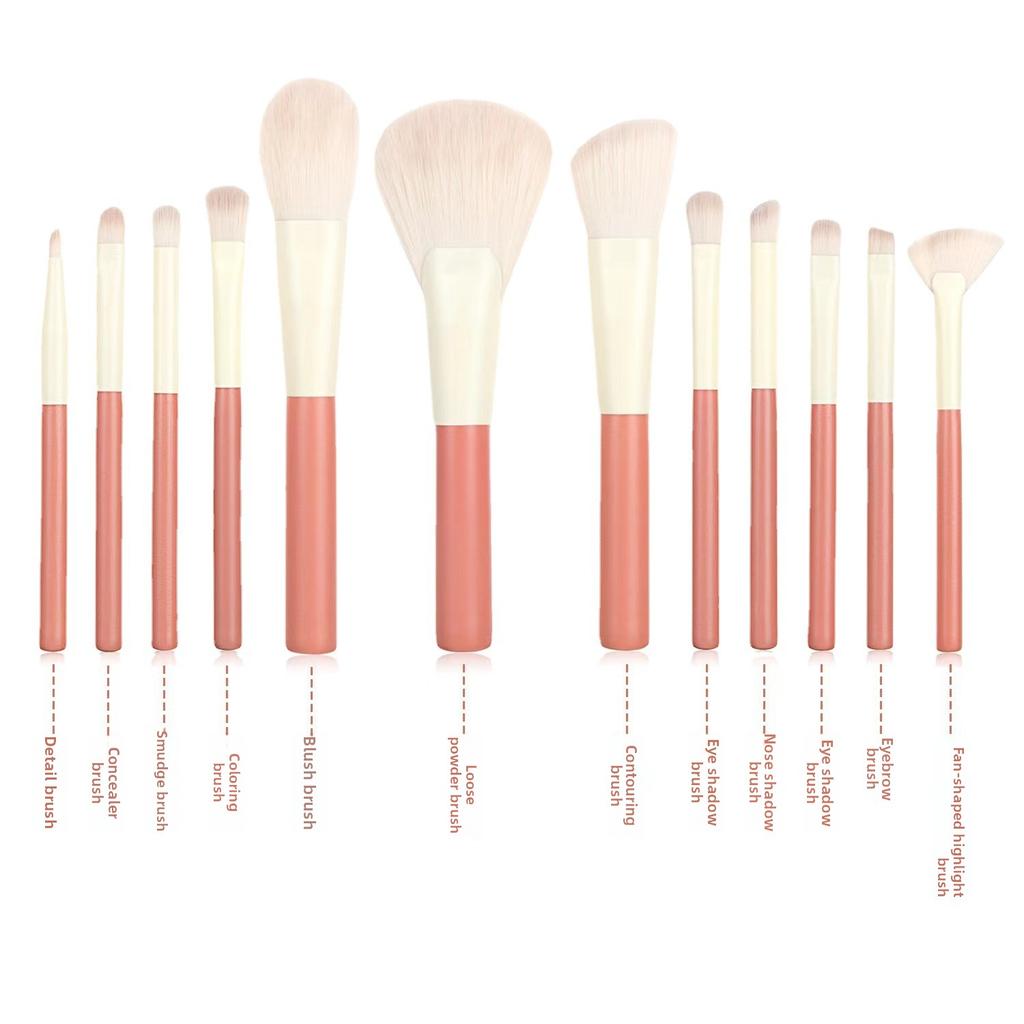 12-Piece Holiday Soft Bristle Makeup Brush Set Convenient Beginner Beauty Tools Eyeshadow Brush Imitation Bristle