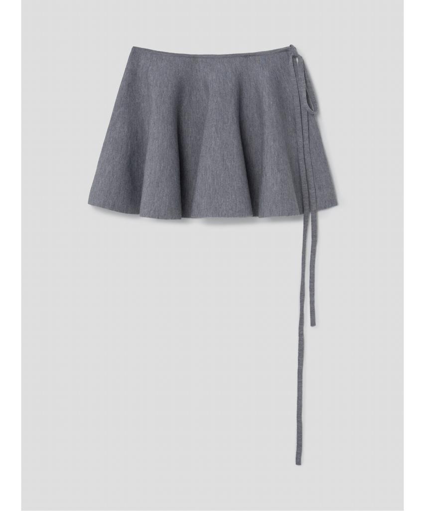 Anggae Full Flared Chouchou Knit Skirt Gray