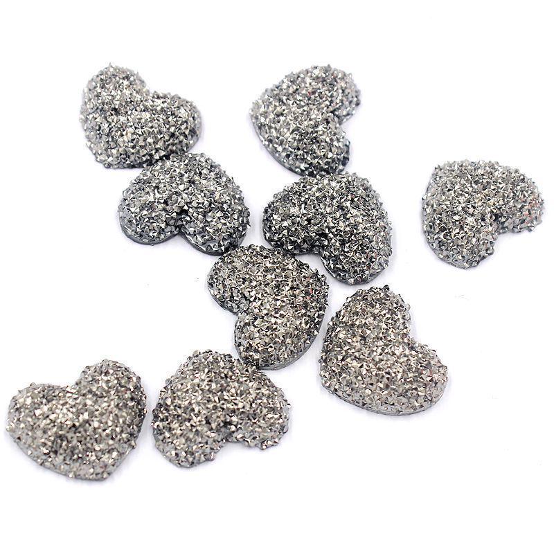 Lux Black Silver Rhinestone Resin Accessories: Half-Round DIY Earring, Hair Clip, Phone Case Material.