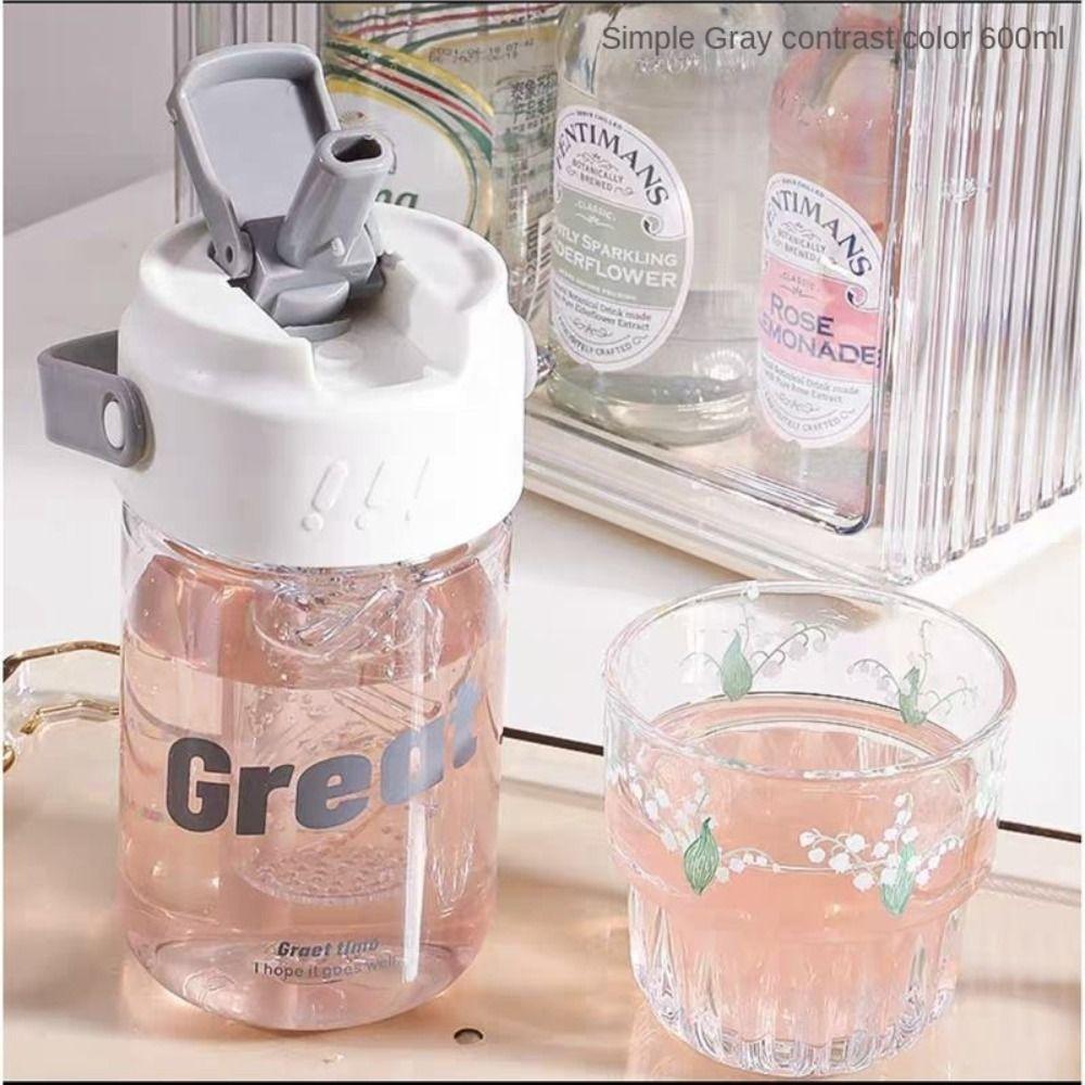 Plastic Straw Cup 600/800ML Tea Water Separation Cup Drinking Tumbler  School Office Outdoor