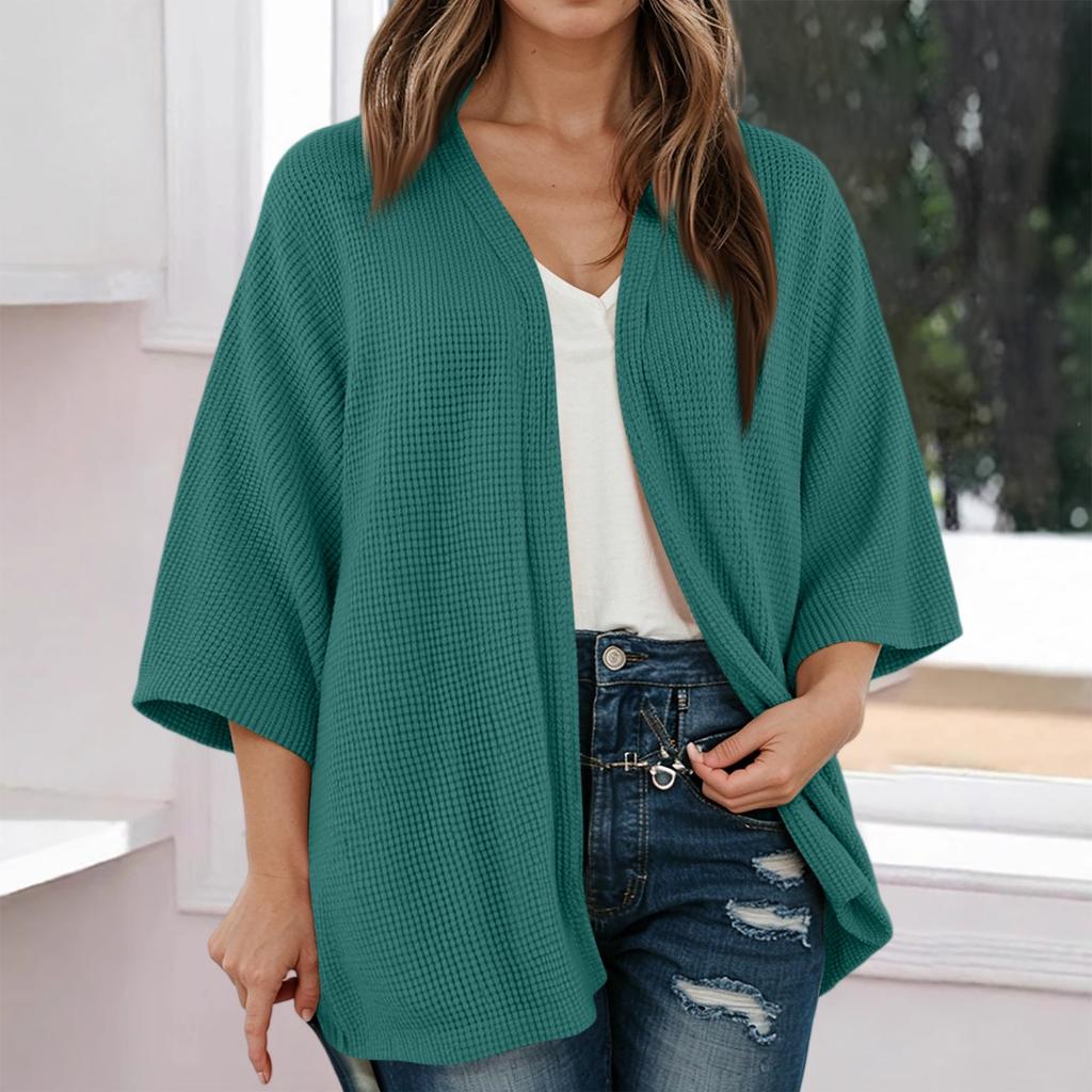 Women Fashion Cardigan Casual Ribbed Knit Open Front Short Sleeve Color Lightweight Soft Shirts