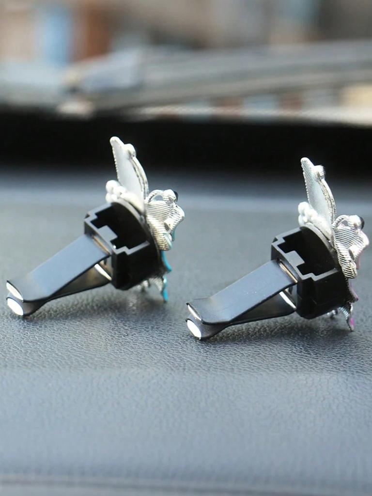 Car Air Vent Butterfly Clip, Gradient Pink Purple & Blue Design, Metal Clip for Car AC Vents, Vehicle Interior Decoration Access