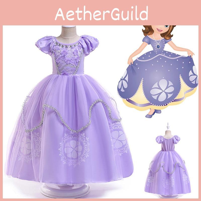 Princess Sofia Girls Dress Cartoon Costume Cosplay Party Fancy Dress Ideal Gift