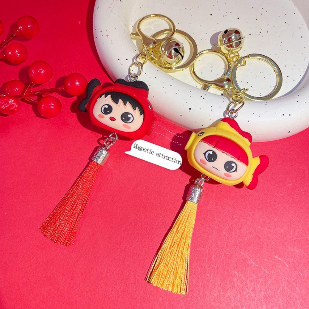 Chinese Style Magnetic Attraction Fish Keychain Blessing Cartoon Fish Pendant  Gifts