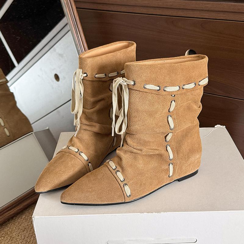 Fashion Retro 2025 New Pointed Toe Boots Suede Premium Western Boots