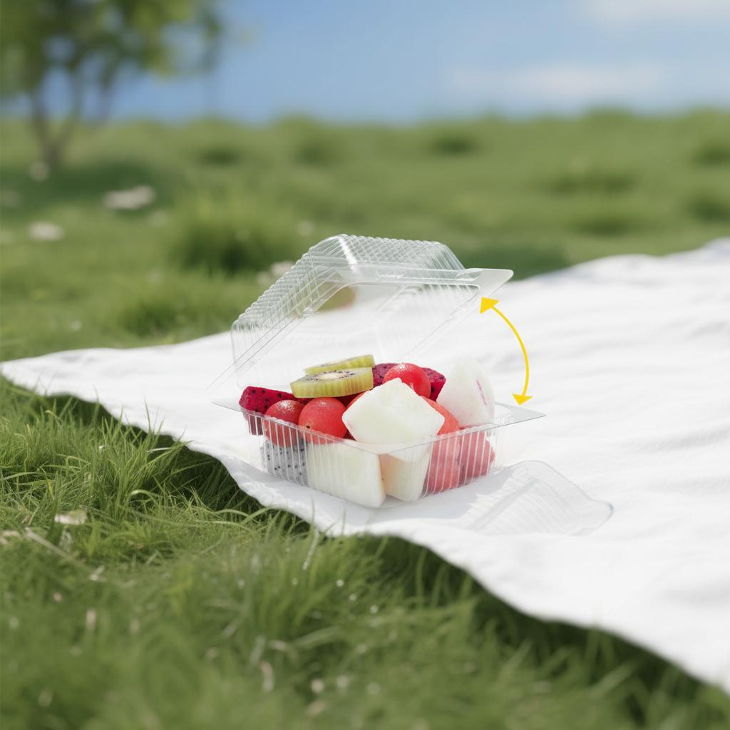 Disposable Plastic Food Containers Transparent Flip Lid with Cover for Desserts Burgers Cakes