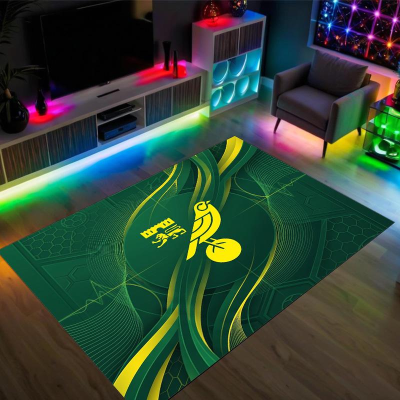 Norwich City Fußball Design Kristall Samt Teppich Gemütlich Nicht?Rutschfester Teppich mit Aufdruck für Schlafzimmer Wohnzimmer Eingang