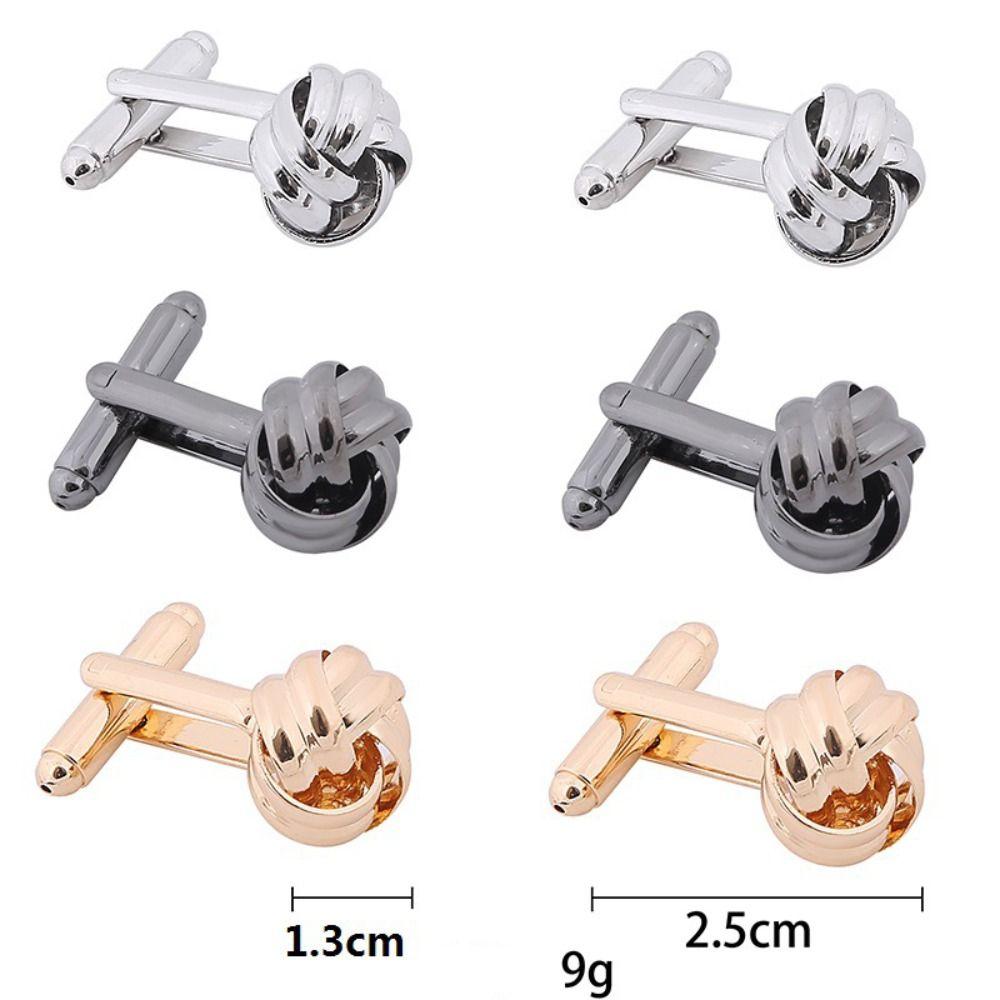 Alloy Alloy Cufflinks Gold Silver Black Shirt Suit Cuff Links Elegant Style Knot  Men