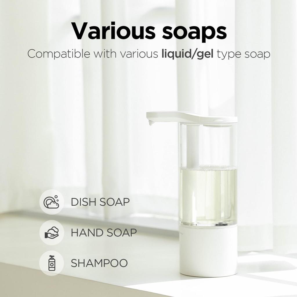 mooas Automatic Hand Soap Dispenser, Touchless Dish Soap Dispenser, Two Soap Levels, Waterproof Motion Sensor, Rechargeable Automatic Soap Dispenser,