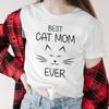 Best Cat Mom Ever Shirt Fun Mama Life Tshirts Cartoon Animal Cat Tees Women Short Sleeve Retro Mothers Day Gifts Tshirts Tops
