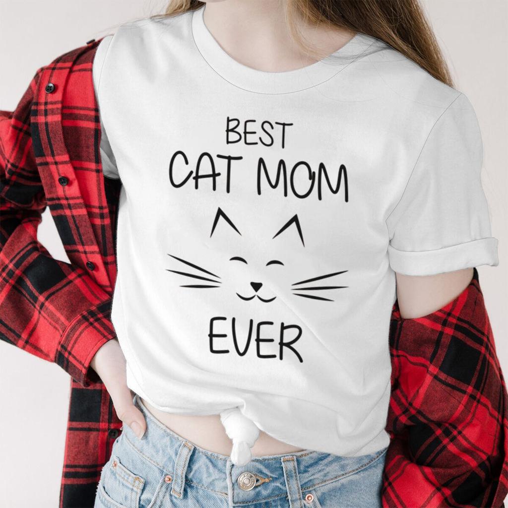 Best Cat Mom Ever Shirt Fun Mama Life Tshirts Cartoon Animal Cat Tees Women Short Sleeve Retro Mothers Day Gifts Tshirts Tops