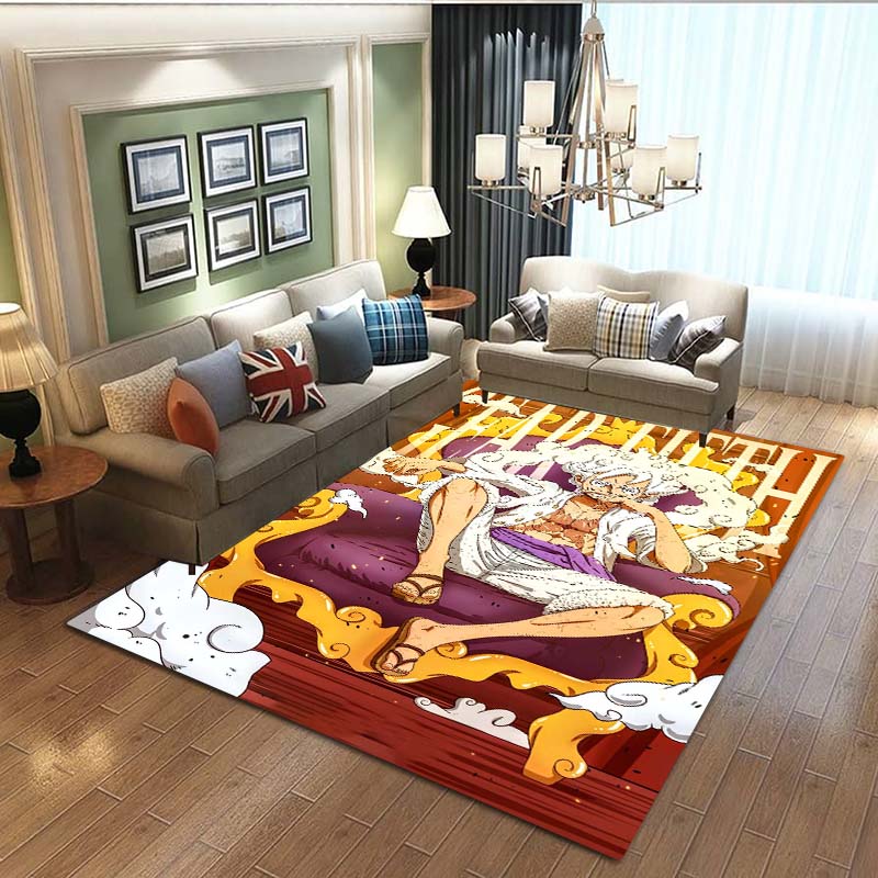 3D printed ONE PIECE cartoon cute rug, suitable for living room, bedroom, table, kitchen doorway, children's non-slip floor mat,