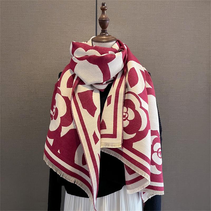 

Luxury Brand Floral Print Scarf for Women Warmer Winter Cashmere Pashmina Scarves Shawls Female Thick Blanket Wraps Foulard 65x185cm