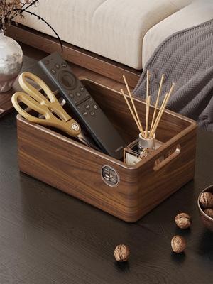 Chinese Style Solid Wood Desktop Organizer: Living Room Storage for Snacks, Keys, Remotes, and Cosmetics