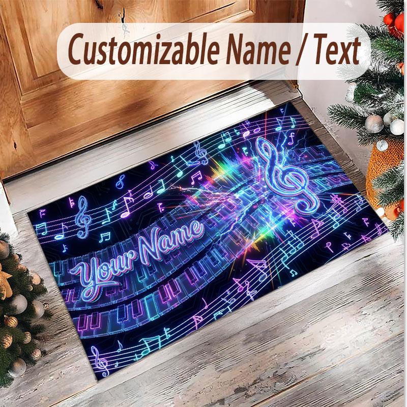 Tappeto in Velluto Morbido di Cristallo Tema Generale Musica Stampa Personalizzata Nome & Testo Tappeto Antiscivolo per Camera da Letto Soggiorno
