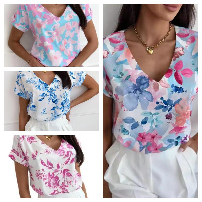 

Floral Print Short Sleeve V-Neck Shirt - 2024 Edition XL