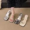 Water Diamond Style Toe Post Slide Sandals For Women Summer Fashion With Rubber Sole