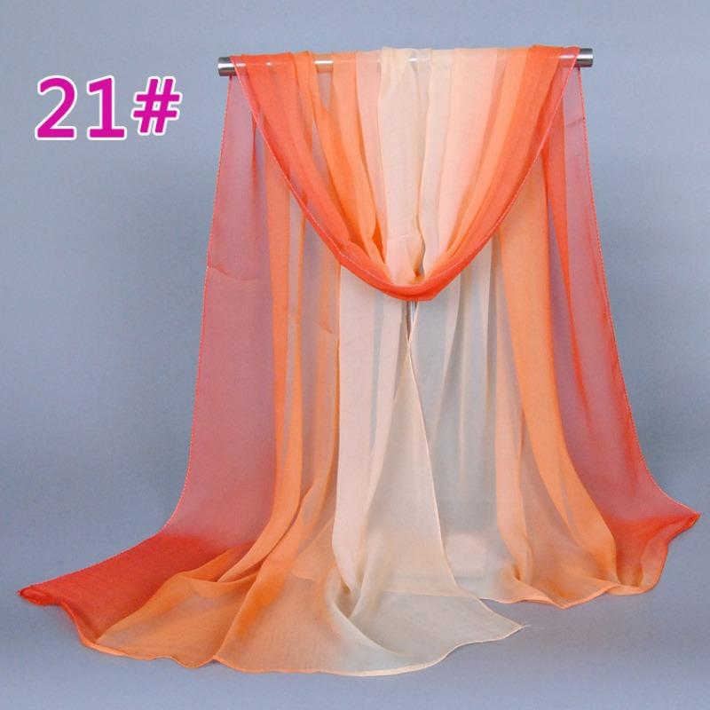 Supply imitation silk georgette silk scarf, popular bright and gradual change of color accessories scarf