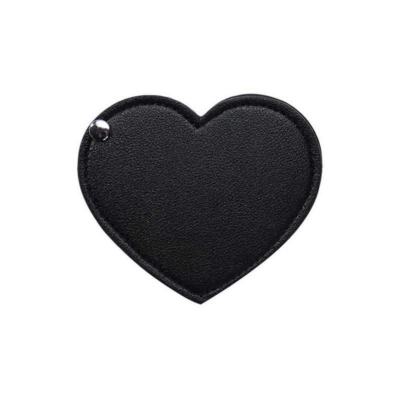 1pc Mini Heart Shaped Makeup Mirror Stainless Steel Portable PU Cover Rotary Cosmetic Mirrors Pocket Mirror Beauty Accessories