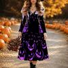 Halloween Women's Flower Print Midi Dress A Line Dress Vacation Casual Daily Regular Fit  Long Sleeve V Neck Black  Spring Fall