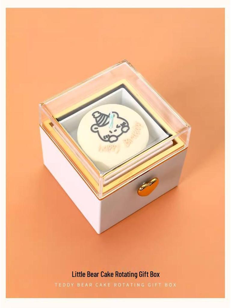 Romantische Kleine Bär Drehbare Kuchenringbox - Perfektes Geschenk für Mädchen oder Ehefrauen Geburtstag, Kreative Überraschung und Geständnis