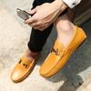 Divatos férfi mokaszinok Puha KÜLTÉRI Kiváló minőségű kényelem Kézzel varrott cérna Cipők Férfi Lapos Vezetőcipők kék Puha Összecsukható Babcipők