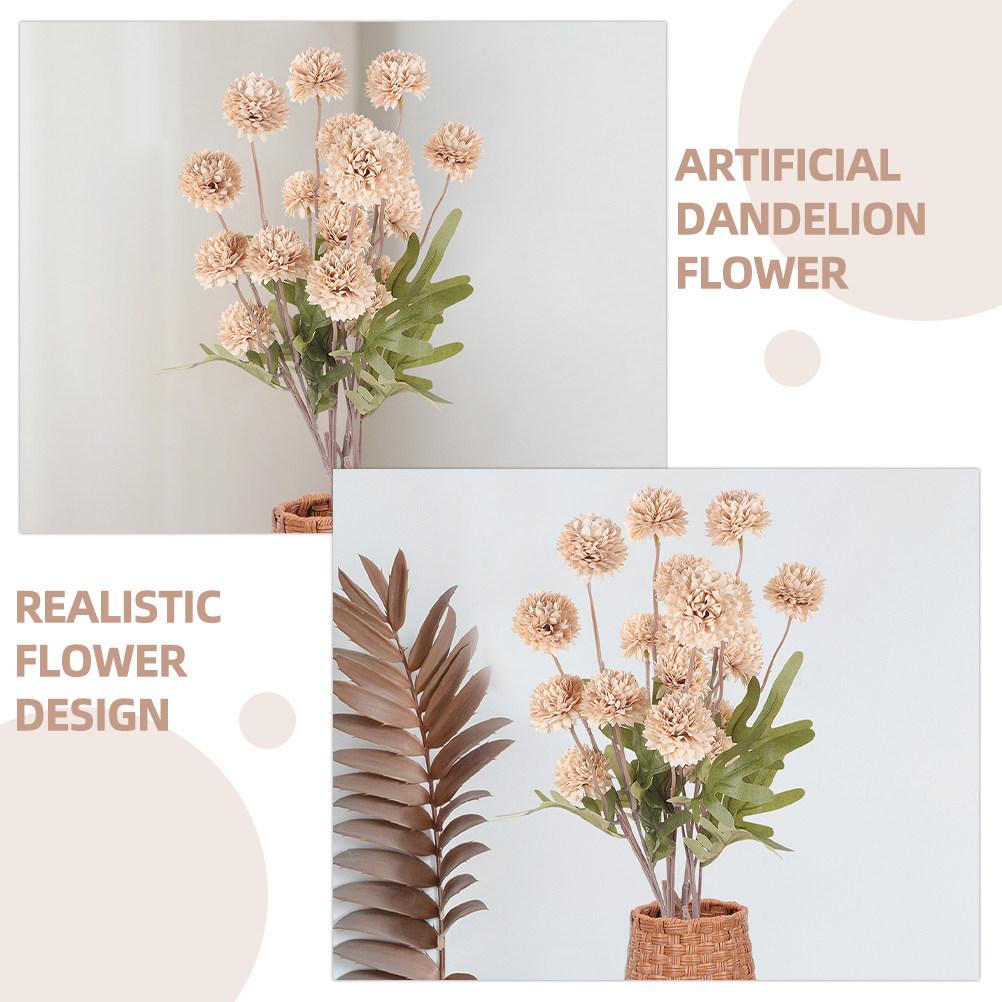 5Pcs Lifelike Plastic Artificial Dandelion Flowers Realistic Fake Dandelion for Wedding Decoration Home Party DIY Flower