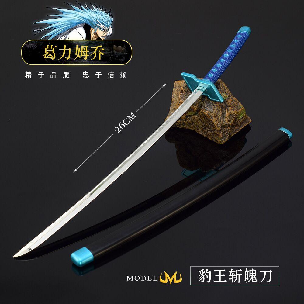 26cm Anime Weapon Kurosaki Ichigo Ban Kai Zangetsu Katana Cos Prop All Metal Samurai Swords Toy Knife Model Ornaments Gifts