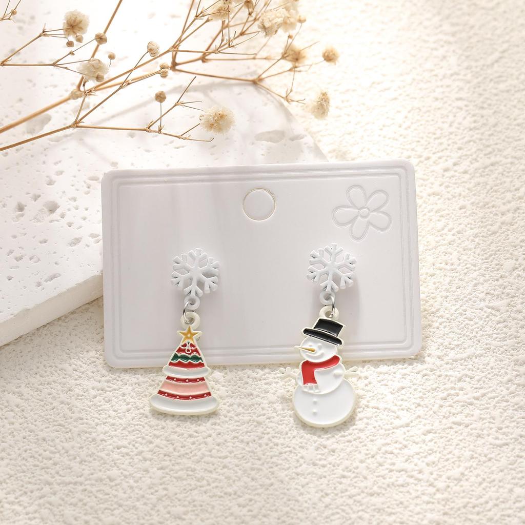 European & American Cartoon Rhinestone Christmas Earrings – High-End Asymmetrical Festive Jewelry for Women