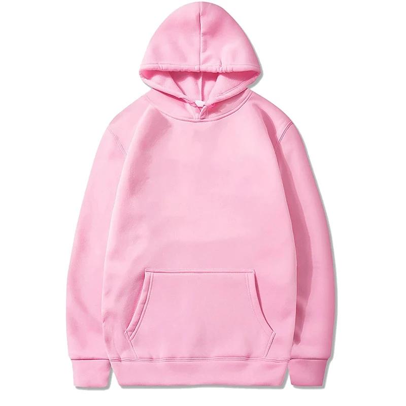 Autumn Fleece Solid Color Finger Heart Drawstring Pockets Long Sleeve Korean Fashion Hooded Loose Hoodie Sweatshirts Top