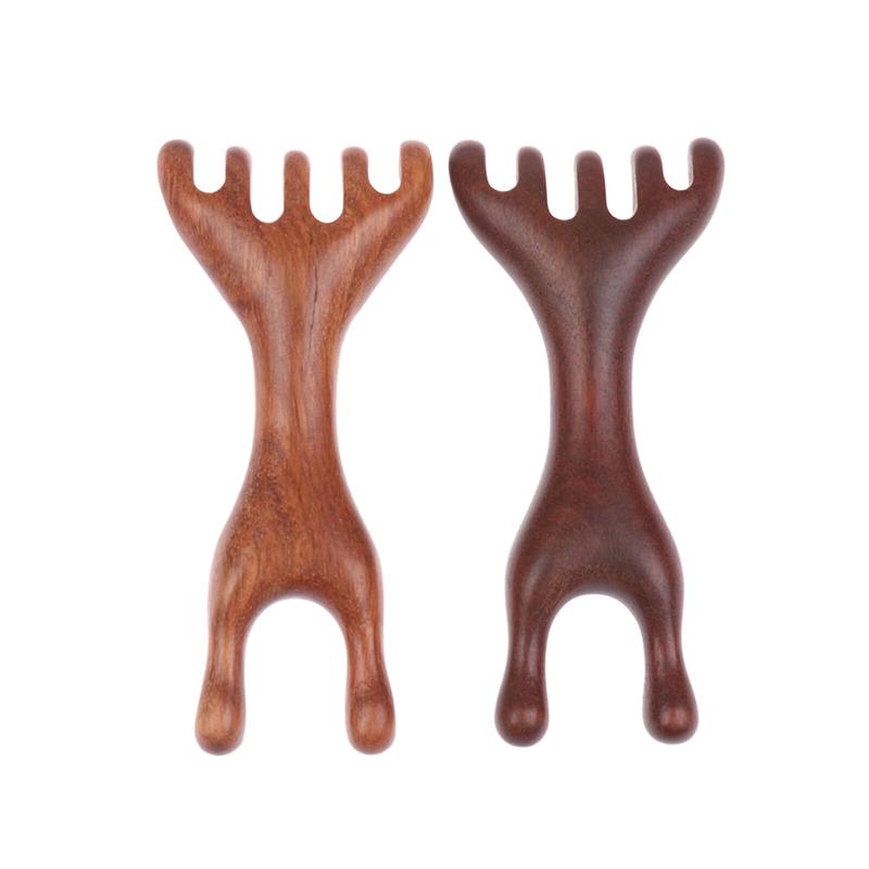 Sandalwood Scalp Massager Sandalwood Deer Antlers Wide Tooth Comb Meridians Dredging Scalp Facial Massage Comb Gua Sha Comb