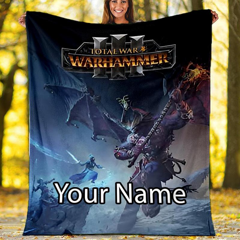 Custom Name Total War Warhammer Theme Printed Blanket - Perfect for Couch, Bed, Travel & Outdoor Use | Machine Washable, Cozy & Durable.