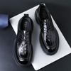 2025 round head men's business leather shoes British style derby shoes first layer cowhide trend versatile wedding shoes black