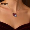 Dainty Pendant Necklace Birthstone Heart Necklace, Birth Stone And Flower Jan To Personalized Jewelry Dec Floral Birthday Gift for Mom Wife