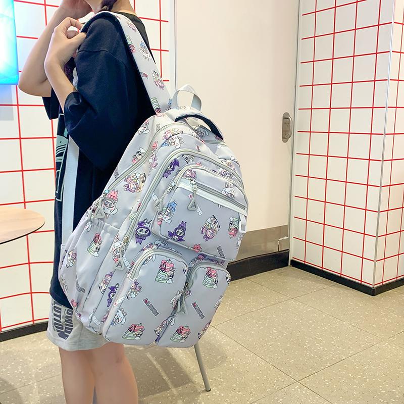 Cartoon Women's Backpack Large Capacity Graffiti Print Student Schoolbag