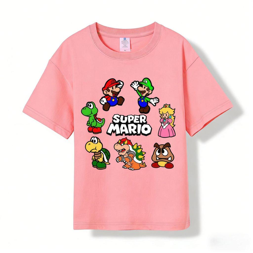 180g Pure Cotton Super Mario Cartoon Short Sleeve Children's T-shirt