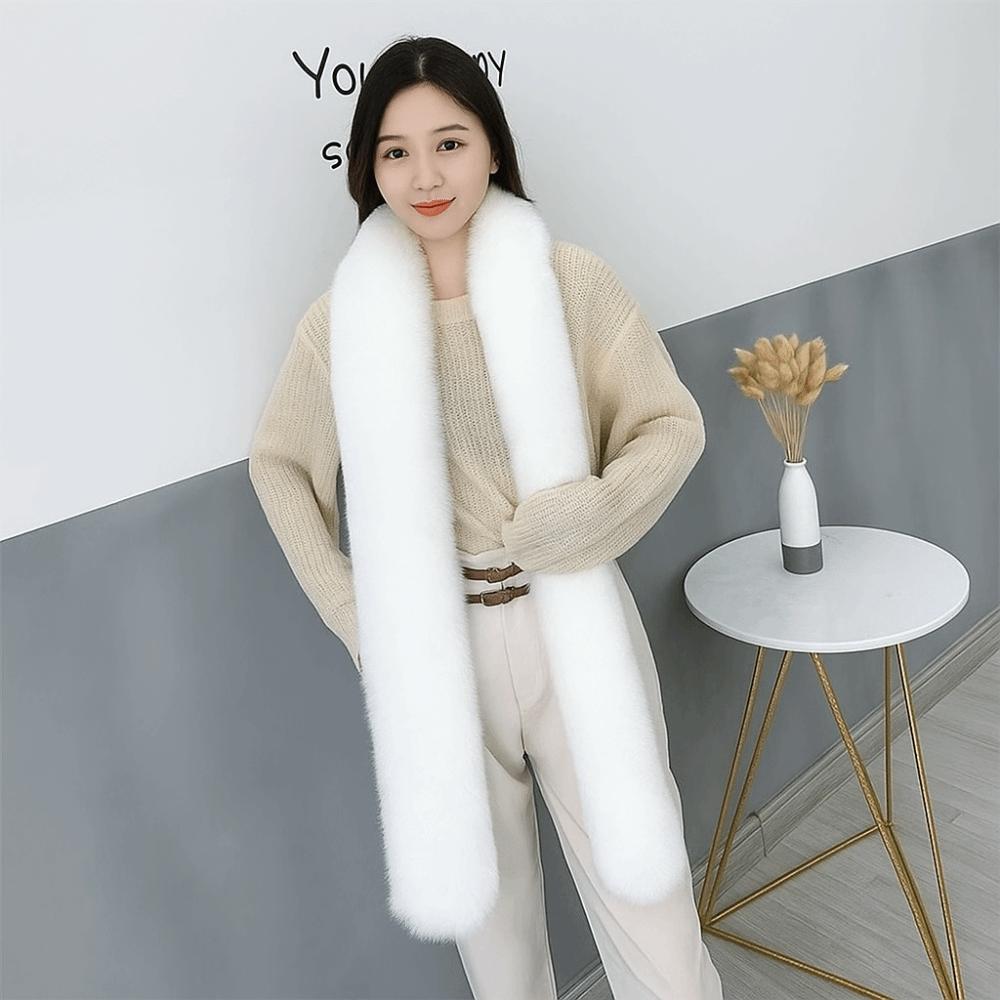 Fashionable 180cm Fake Fur Long Scarf Thick Fur Decor Winter Fluffy Scarf Soft Plush Luxury Wraps Shawl Party