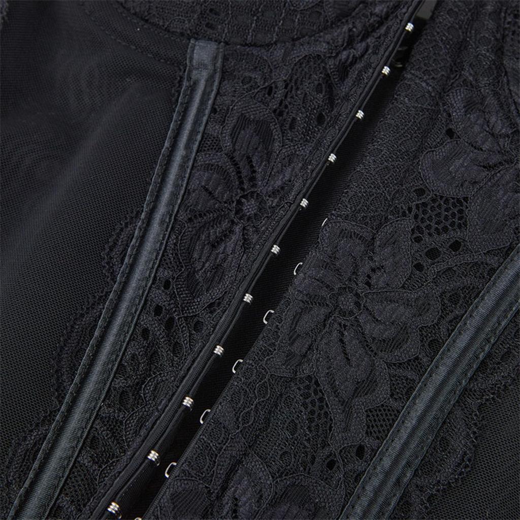 Women's  Sexy LaceBack Zip Corset Top Bustier G-string Body Shapewear