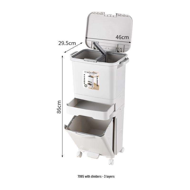 2026 Large-Capacity Kitchen Trash Can with Lid, Double Layer for Dry & Wet Waste Separation