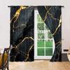 Set Of 2 Versatile Polyester Transparent Curtains Home Decoration Black Marble Print Use Bedrooms Living Rooms Curtain Perfect For Sitting Room