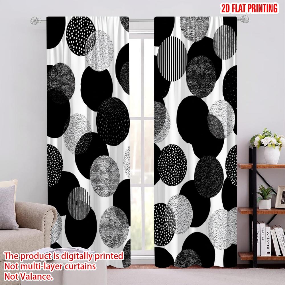 

2pcs,2D plane printing Creative Curtains Black and White Circles Versatile 100% Polyester (without rod) Versatile All Use for 52.50 × 116.00 cm 2 pcs