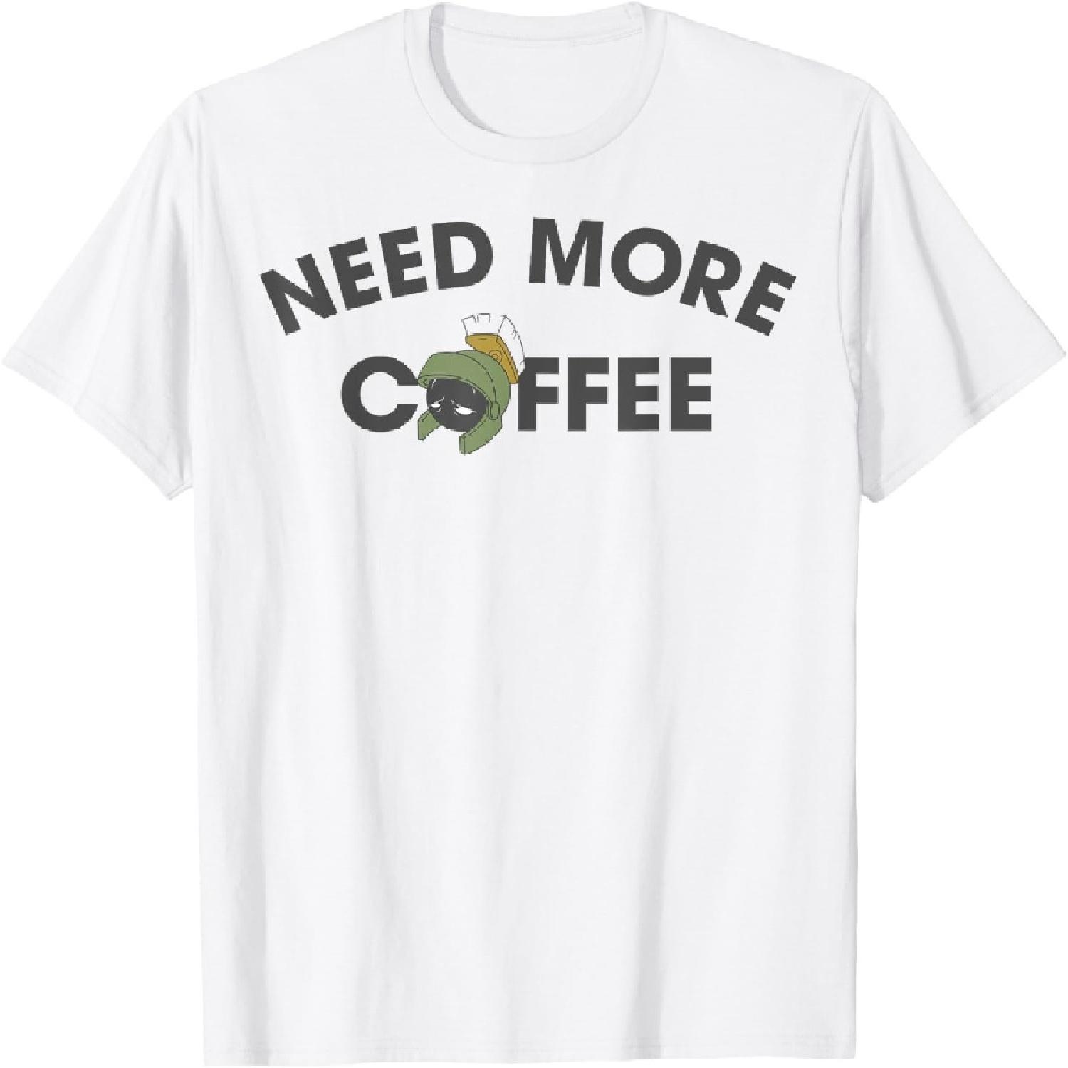 Looney Tunes Marvin The Martian Need More Coffee T-Shirt S