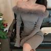 Women's Dress Knitted Dress Hip Wrapping Bottoming Casual Plush Dress