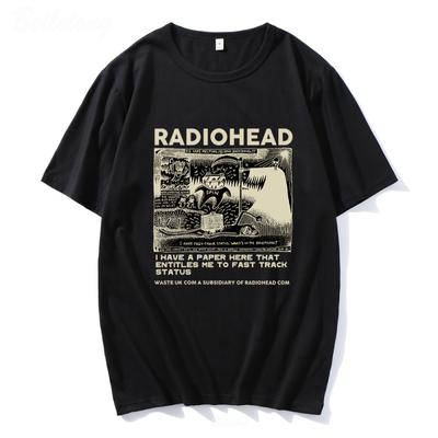 Radiohead Vintage klassiskt tryck sommar T-shirt med o-ringad män Fritidströja i bomull, kortärmad tröja Mode Streetwear Herrkläder
